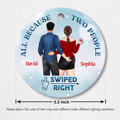 Christmas Swiped Right Gift For Couple Personalized Ornament