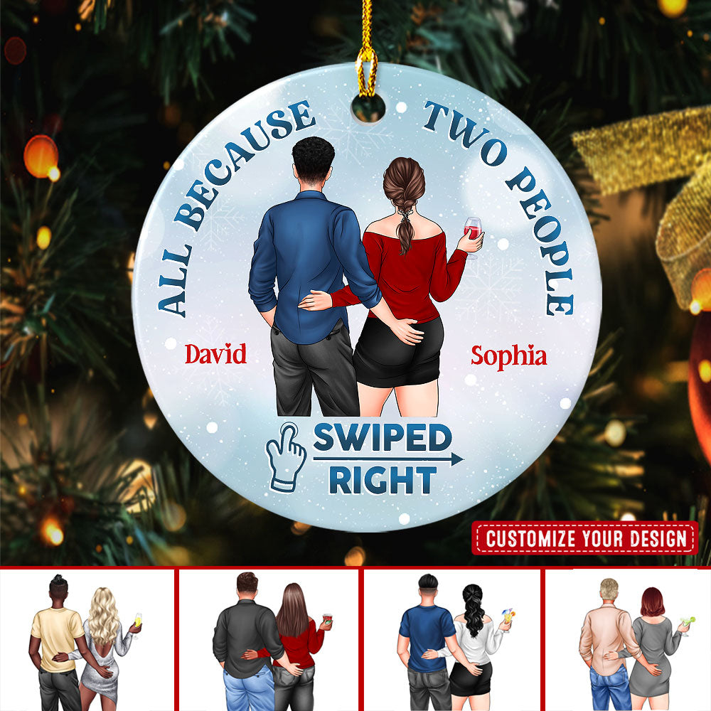 Christmas Swiped Right Gift For Couple Personalized Ornament