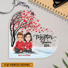 Couple Together Since Heart Shaped Personalized Keychain