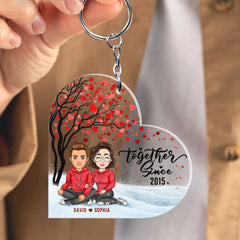 Couple Together Since Heart Shaped Personalized Keychain