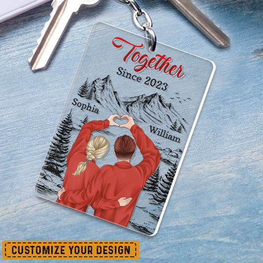 Couple Together Since Personalized Keychain for Boyfriend