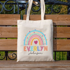 Personalized Name Totebag With Rainbow