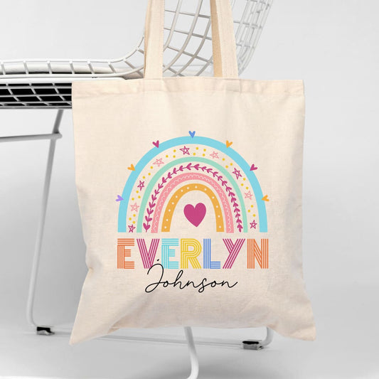 Personalized Name Totebag With Rainbow