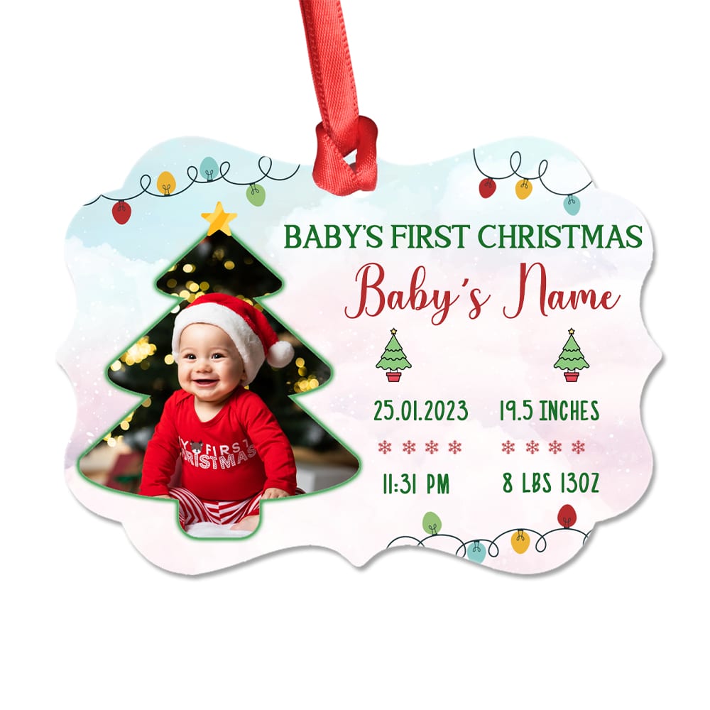 Custom Photo Baby First Christmas Personalized Ornament