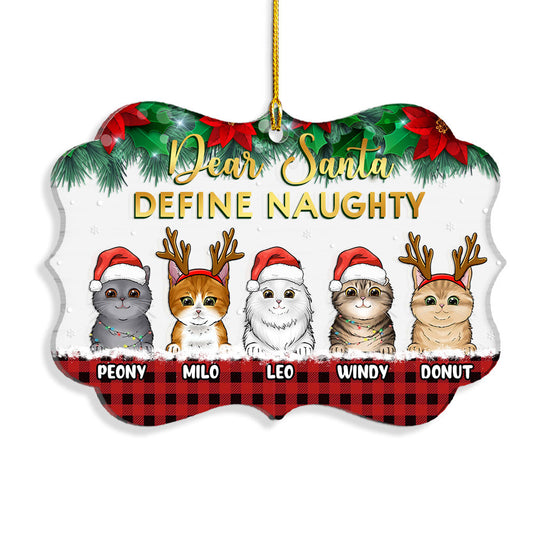 Dear Santa Define Naughty Personalized Ornament For Cat Lover