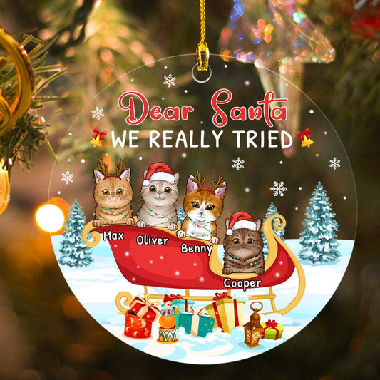 Dear Santa We Really Tried Personalized Ornament For Cat Lover