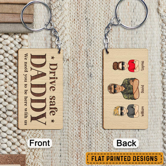 Drive Safe Daddy Cool Dad And Children Personalized Keychain
