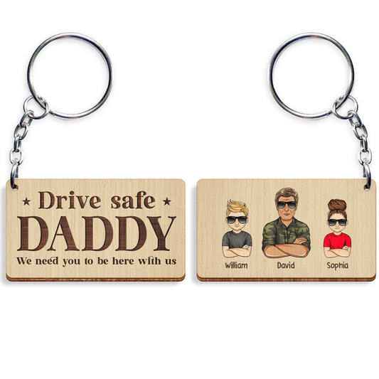 Drive Safe Daddy Cool Dad And Children Personalized Keychain