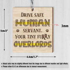 Drive Safe Human Servant Cat Personalized Keychain