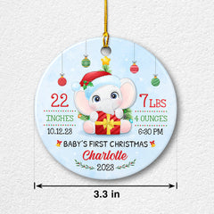 Elephant Baby First Christmas Personalized Ornament