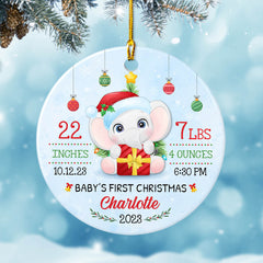Elephant Baby First Christmas Personalized Ornament