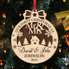 First Married Christmas Couple Personalized Ornament