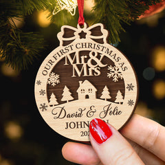 First Married Christmas Couple Personalized Ornament