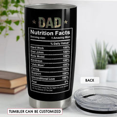 Best Dad Ever Dad Nutrition Facts Personalized Tumbler Cup