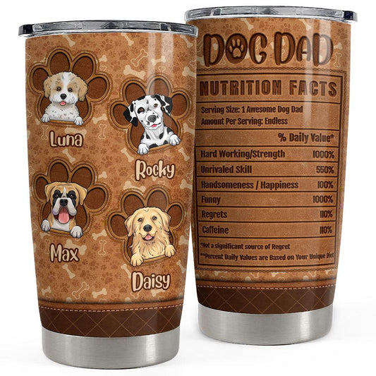 Dog Dad Nutrition Facts Personalized Tumbler Cup