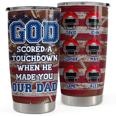God Made You Our Football Dad Personalized Tumbler Cup