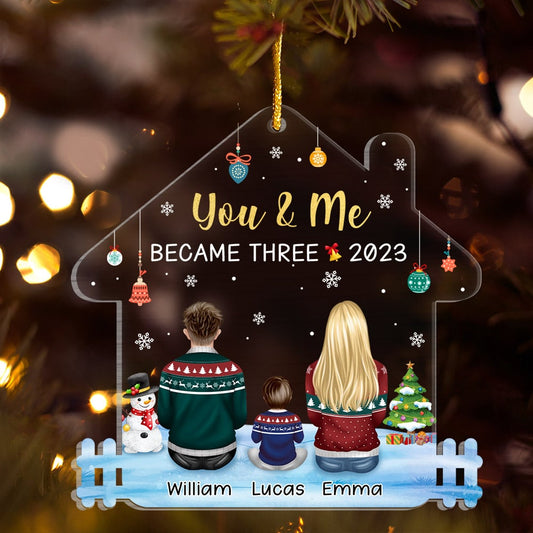 Family of Three New Baby Personalized Ornament