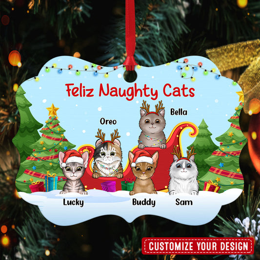 Feliz Naughty Cat Personalized Ornament For Cat Lover