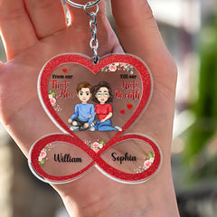 From First Kiss Till Last Breath Personalized Keychain for Couple