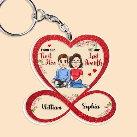 From First Kiss Till Last Breath Personalized Keychain for Couple