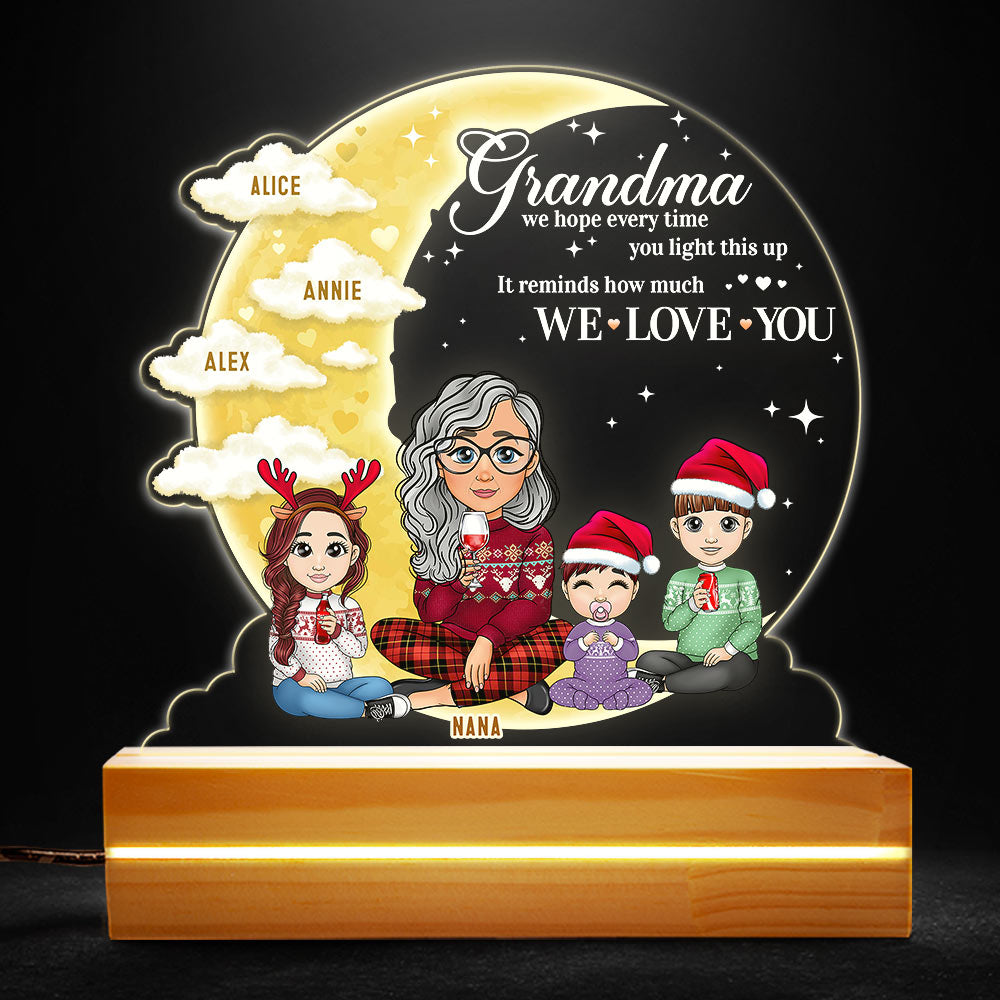 Grandma And Grandkids Moon Light Personalized Led Night Light