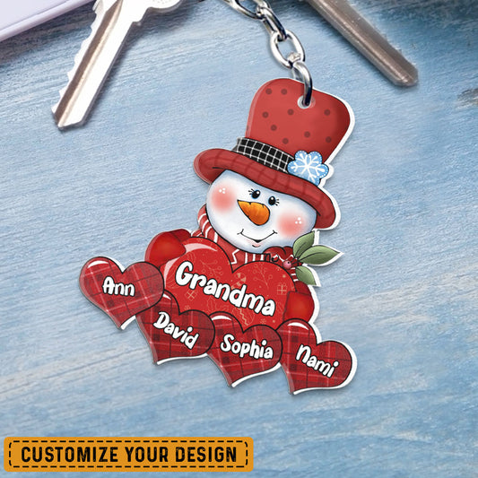 Grandma And Her Little Grandkids Personalized Keychain