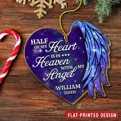 Half of my Heart is in Heaven Memorial Dad Mom Personalized Ornament