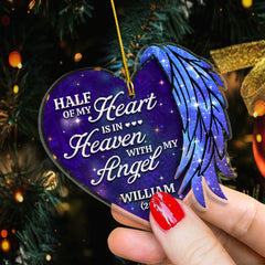Half of my Heart is in Heaven Memorial Dad Mom Personalized Ornament