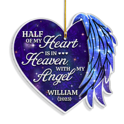 Half of my Heart is in Heaven Memorial Dad Mom Personalized Ornament