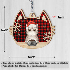 Happy Cat On Christmas Day Personalized Keychain