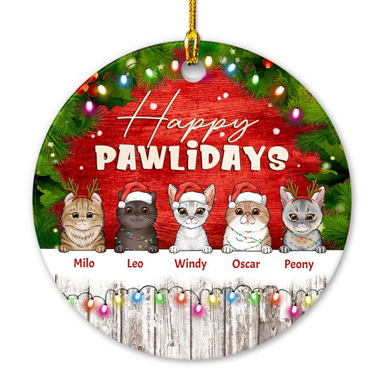 Happy Pawlidays Personalized Ornament For Cat Lover