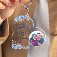 Heart Shaped Personalized Couple Photo Keychain