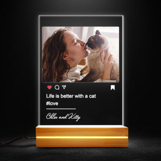 Life Is Better With A Cat Personalized Led Light