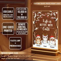 Life Is Better With Cat Personalized Led Night Light Gift for Cat Mom