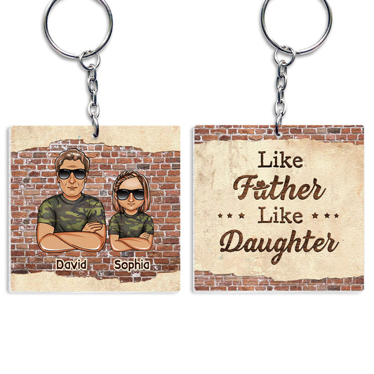 Like Father Like Daughter Personalized Keychain For Dad