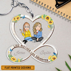 Like Mother Like Daughter Heart Shaped Personalized Keychain