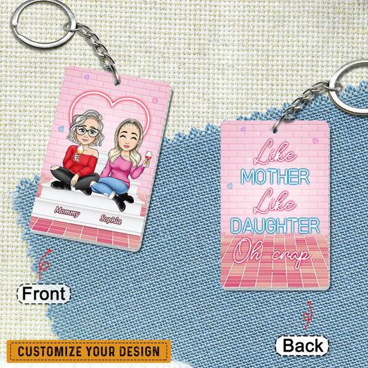 Like Mother Like Daughter Neon Light Personalized Keychain