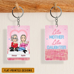 Like Mother Like Daughter Neon Light Personalized Keychain