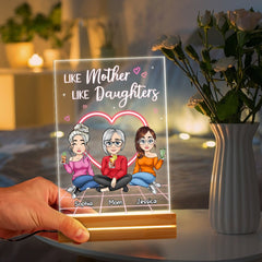 Like Mother Like Daughter Neon Theme Personalized LED Night Light