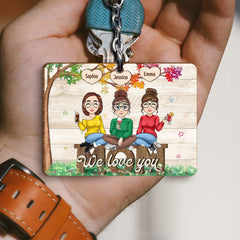 Personalized Keychain for Mom Under The Garden Colorful Tree