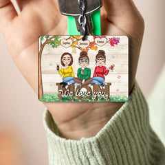Personalized Keychain for Mom Under The Garden Colorful Tree
