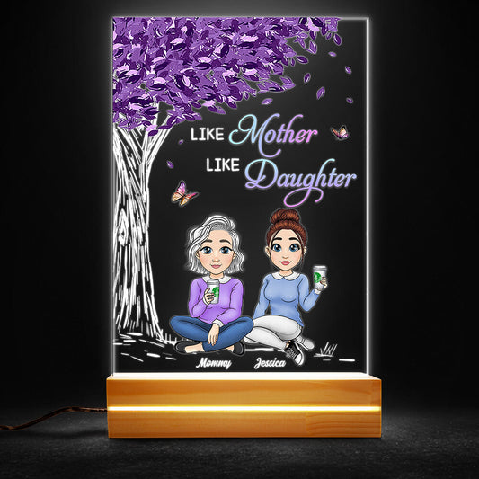 Like Mother Like Daughter Purple Tree Personalized LED Night Light