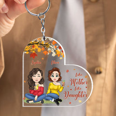 Like Mother Like Daughters Heart Shaped Personalized Keychain