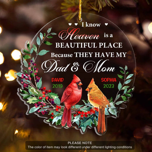 Memorial Cardinal I Know Heaven Is Beautiful Personalized Ornament