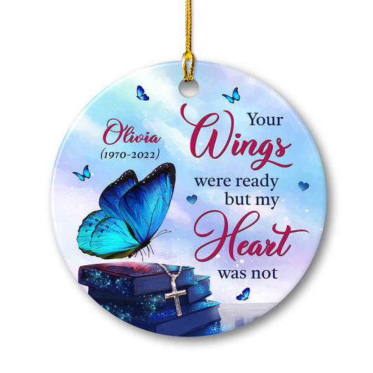 Memorial Mom Dad Butterfly Heaven Personalized Ornament