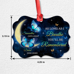 Memorial Mom Dad Butterfly Moon Personalized Ornament