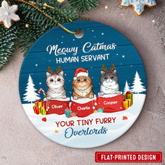 Meowy Catmas Human Servants Personalized Ornament For Cat Lover