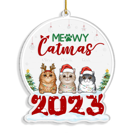Meowy Catmas Snow Globe Shaped Cat Personalized Ornament