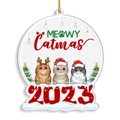 Meowy Catmas Snow Globe Shaped Cat Personalized Ornament