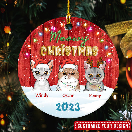 Meowy Christmas Gift For Cat Lovers Personalized Ornament